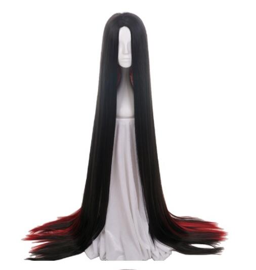150cm Land of the Lustrous Bort 59" Super Long Straight Black Red Synthetic Hair Central Parting Cosplay Wig For Party