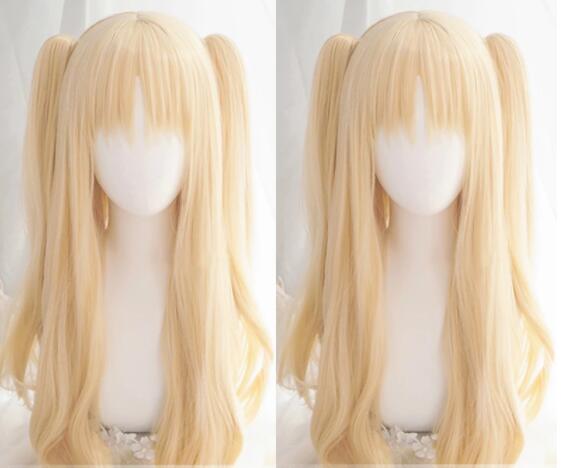 FGO Fate Grand Order Cosplay Ereshkigal Wig Curly Light Blonde Hair Anime Fate Grand Order Cosplay Wigs + 4 Red Hairpins