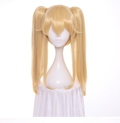 50cm Light Golden Kakegurui Compulsive Gambler Mary Saotome Synthetic Hair Cosplay Wig + 2 Clip on Ponytail