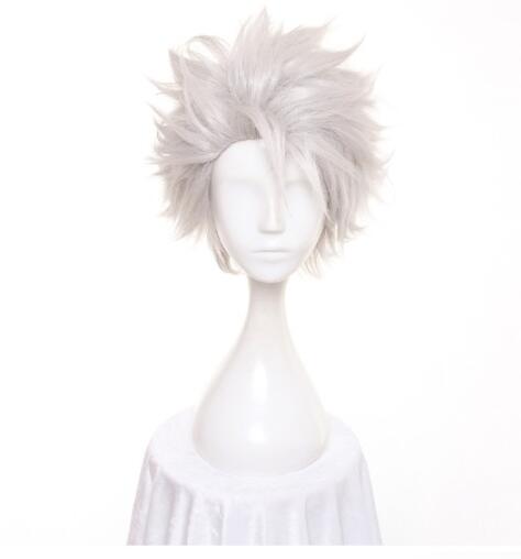 Men's BLEACHs Hitsugaya Toushirou Short Silver White Layered Fluffy Synthetic Cosplay Hair Wigs Heat Resistance Fiber