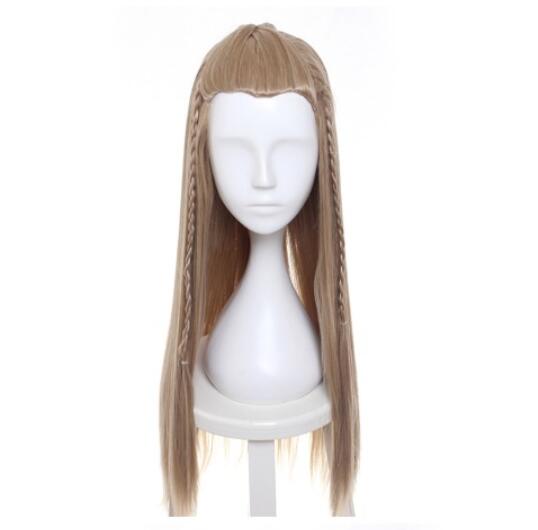 28" Blonde Long Straight Slicked Back Styled Braid Synthetic Hair Party Cosplay Costume Wigs The Hobbit Prince Legolas