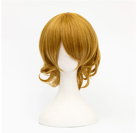 Game Final Cosplay Fantasy XV Cindy Aurum Cosplay Wigs Short Curly Hair Heat Resistant Synthetic Hair Cosplay Wigs + Wig Cap