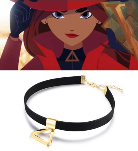 Carmen Sandiego Cosplay Golden Triangle Necklace Carmen Choker Jewelry