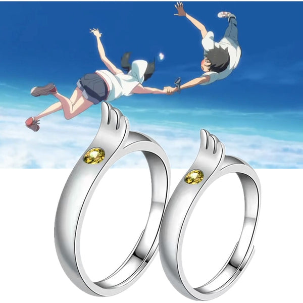 Anime Weatherings With and You Rings Cosplay Morishimama Hodakaka Amanono Hinana Couple Lover Ring Wedding Jewelry Gift Prop Accessories