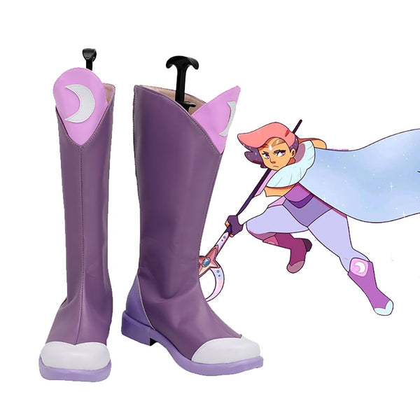 She-Ra: Princess of Power 4 Glimmer Cosplay Stiefel Lila Schuhe Maßgeschneiderte jede Größe für Unisex