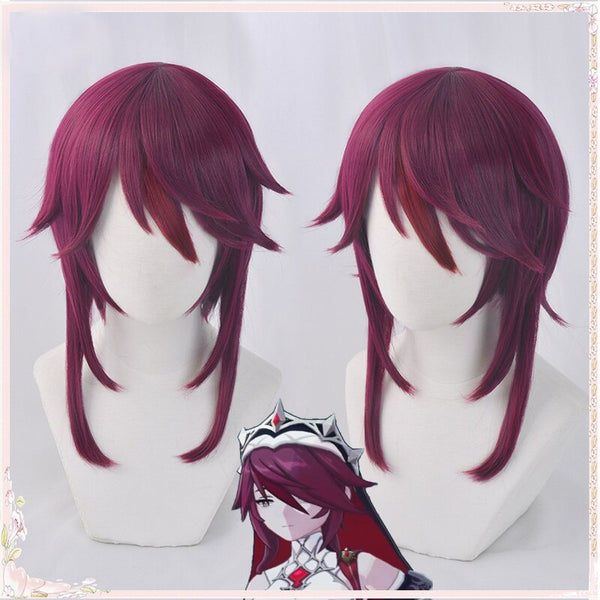 Game Genshin Impact Rosalia Cosplay Wig Red Mixed Short Heat Resistant Synthetic Hair +Free Wig Cap
