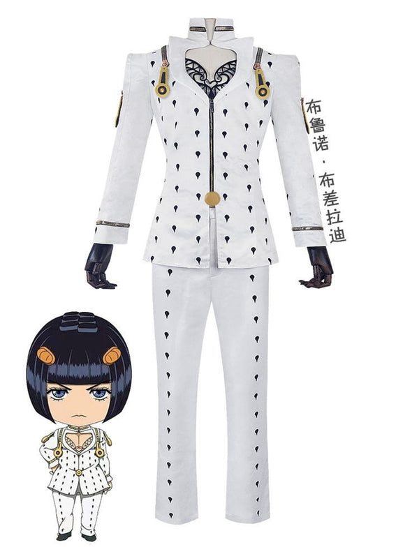 Anime JoJo‘s Bizarre Adventure Bruno cos Bucciarati Cosplay Costume Black White Suits Uniform Zentai Full Sets