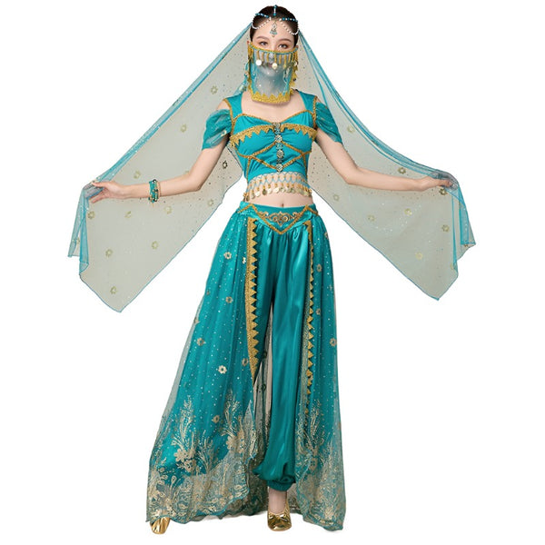 Festival arabische Prinzessin Kostüme indischer Tanz sticken Bollywood Jasmine Kostüm Party Cosplay Jasmine Princess Fancy Outfit