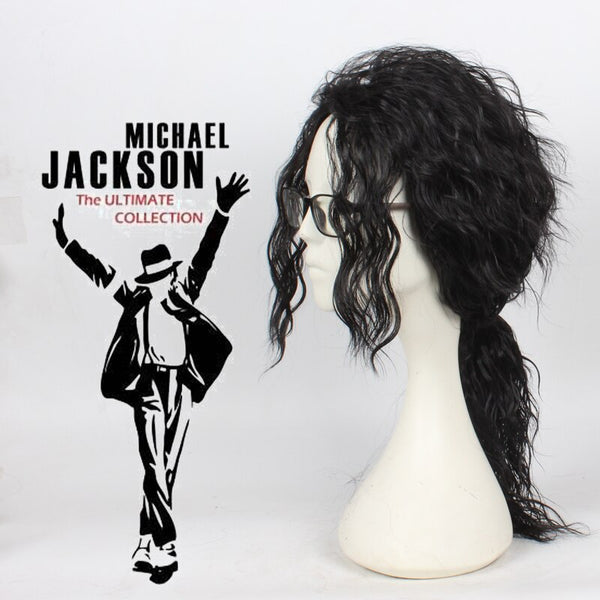 Anime Michael Cosplay Jackson Long Black Curly Wig Cosplay Costume Hair MJ High Quality Role Play Wigs Free Shipping