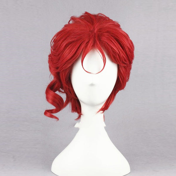 Kakyoin Noriaki From JOJO 14" Red Curly Short High Temperature Fiber Syntheitc Hair Cosplay Wig+Wig Cap