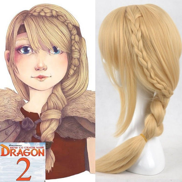 New Movie How To Train Your Dragon 2 Astrid Long Braid Cosplay Wigs for women +Wig Cap