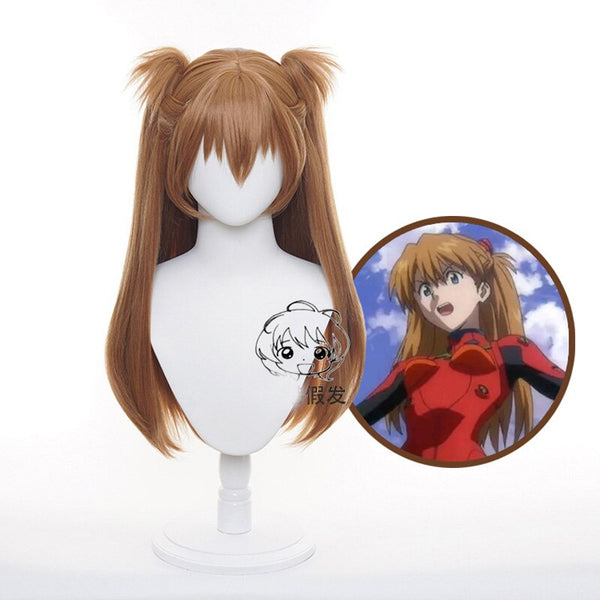 EVAs Long Orange Heat Resistant Synthetic Hair with 2 Ponytail Clips + Free Wig Cap / Prop Hairpin Headwear