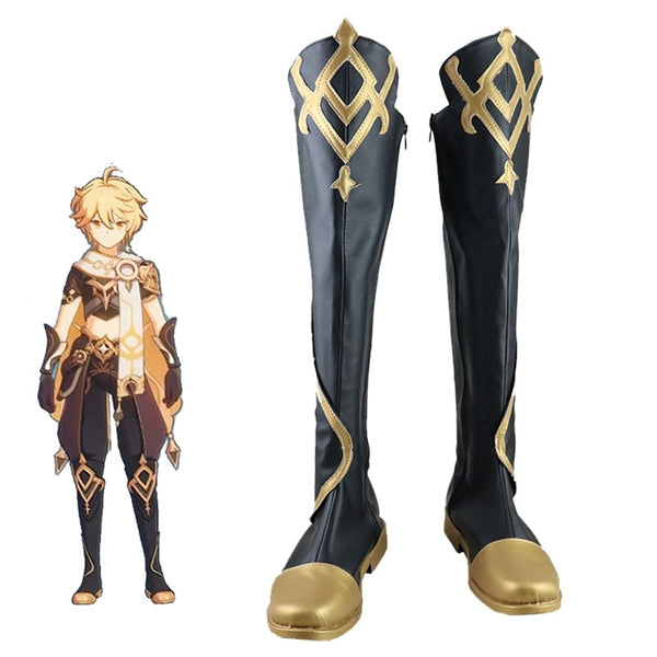 Genshin Impact Traveler Aether Cosplay Shoes Boots Halloween Carnival Cosplay Costume Accessories