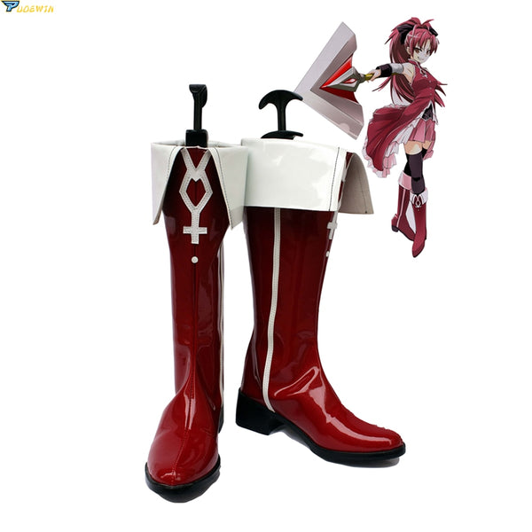 Anime Puellala Magigi Madokaka Magicaca Sakurara Kyokoko Cosplay Shoes Red Fancy Boots Custom Made
