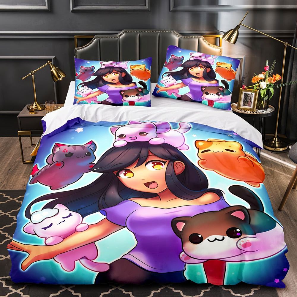 APHMAU Bedding Set Single Twin Full Queen King Size Kawaii Aphmau Bed