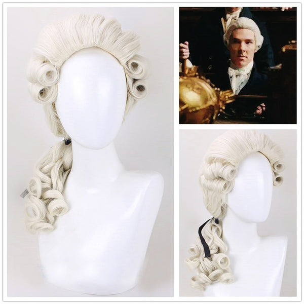 Beige Lawyer Judge Pianist Music Performance Wig Cosplay Baroque Curly Colonial Historical Costume Wig Halloween Cosplay Props