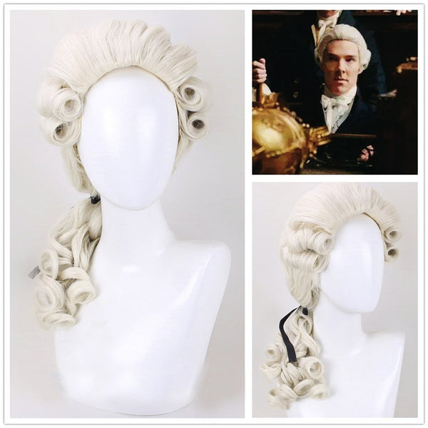 Beige Lawyer Judge Pianist Music Performance Wig Cosplay Baroque Curly Colonial Historical Costume Wig Halloween Cosplay Wig