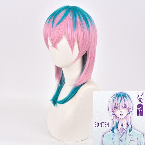 Tokyo Anime Revengers Cosplay Rindo Haitani Cosplay Wig Pink Mixed Blue Heat Resistant Synthetic Party Hair + Wig Cap