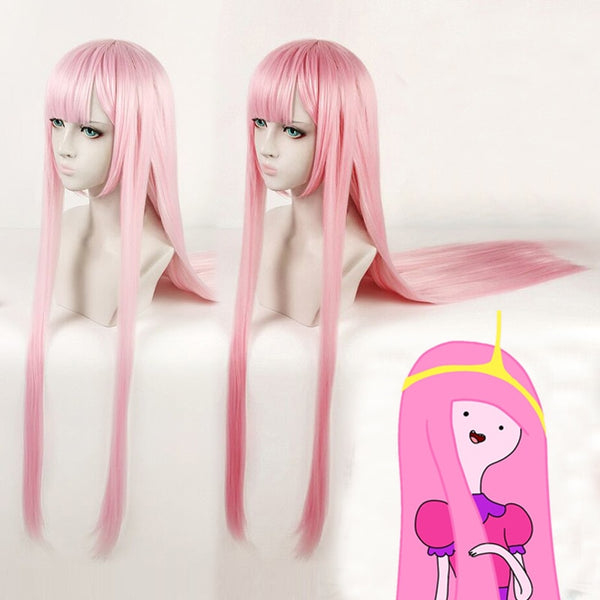 Adventure Time Princess cosplay Bubblegum 100cm long wig Princess Gumball pink straight wig pink hair Wigs