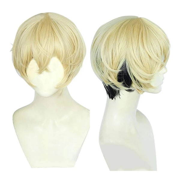 Tokyo Anime Revengersrs Chifuyuyu Matsunono Cosplay Wig Short Blonde Black Heat Resistant Synthetic Hair Wigs + Wig Cap
