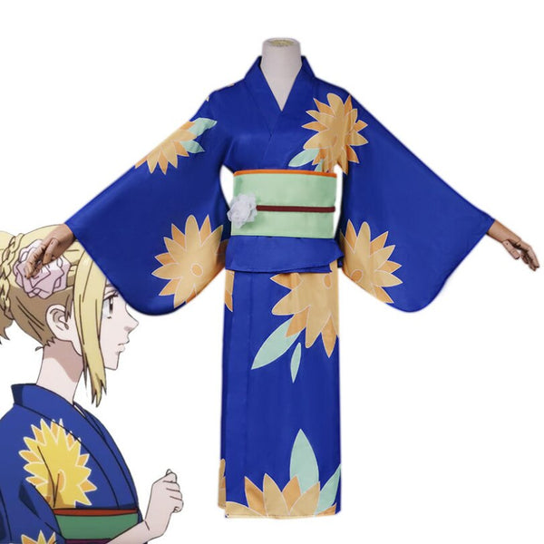 Emma Anime Tokyo Cos Revengers Outfits Cosplay Halloween Party Costume Blue Japanese Kimono