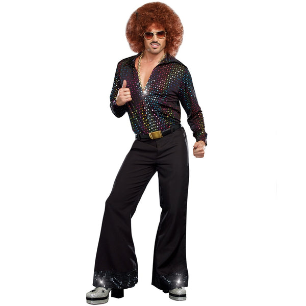 Man 1960's 70's 80's Hippies Disco Costumes Cosplay Adult Hippies Dance Outfits Party Dress Up For Men