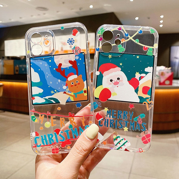 Applicable elk cartoon phone case cute Christmas cover for iPhone 11 Apple 12 Pro max couple XR transparent soft cover