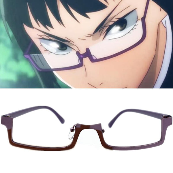 Anime Jujutsusu cos Kaisenen Eyewear Makiki Zeninin Cosplay Purple Half Frame Glasses Eyeglasses Women Men Accessories Prop