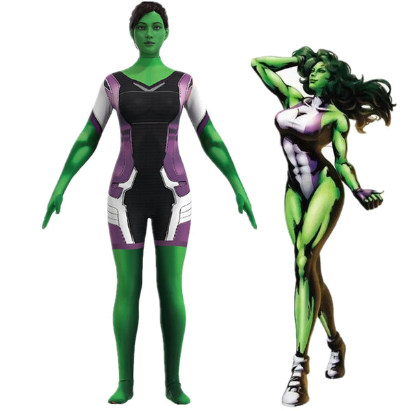 Jennifer Susan Walters Cosplay Costume Superhero She-Hulk Women Jumpsuits Halloween Party Tights Zentai Bodysuit Suit