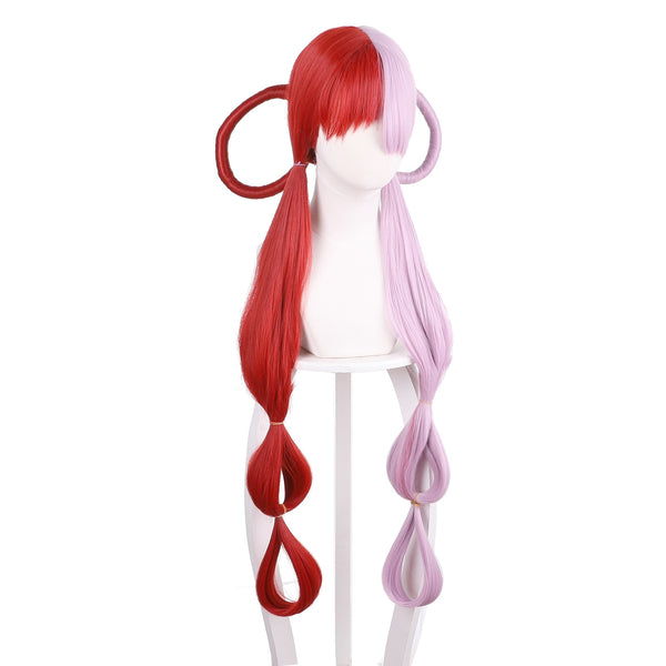 Anime ONE P PIECE FILM RED UTA Cosplay Long Half Red And Purple Synthetic Hair Halloween Party Costume Wig