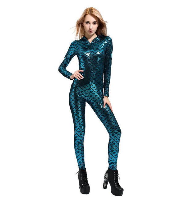 2022 Spring and Summer Fashion Jumpsuit Ladies Sexy Slim Fit Fish Bodysuit 3D Printing Yoga Clothes Jumpsuit with Hat