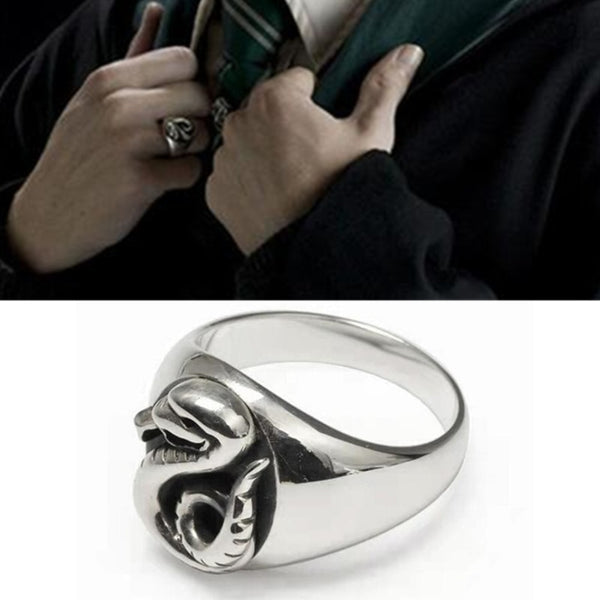 Wizard Magic School Malfoy Family Badge Snake Slytherin Cosplay Ring Unisex Jewelry Rings Gift Prop Accessories