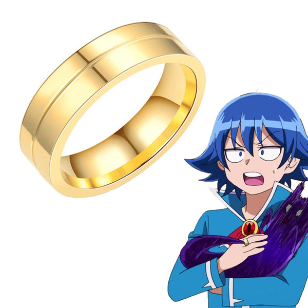 Anime Mairimashita! Iruma-kun Season 3 Ring Suzuki Iruma Cosplay Unisex Golden Titanium Steel Rings Jewelry Accessories Gift