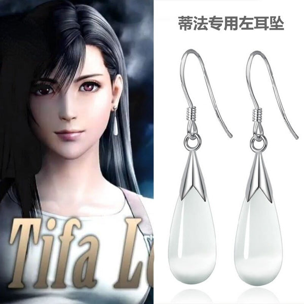 Game FFVII  Cafiona Tifa Earrings Cosplay FF10 Earrings Water Drop Design Dangle Ears Accessory Costume Prop