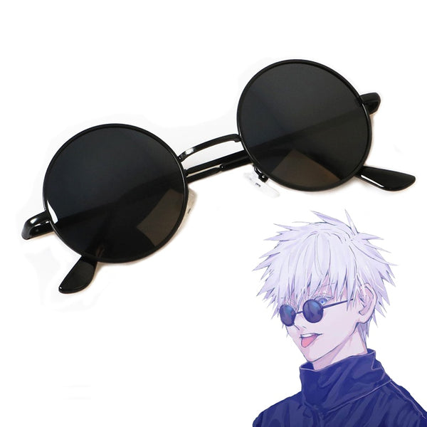 Anime Jujutsu cos Kaisen Gojo Satoru Cosplay Sunglasses Props Black Glasses Steampunk Round Frame Eyewear Accessories
