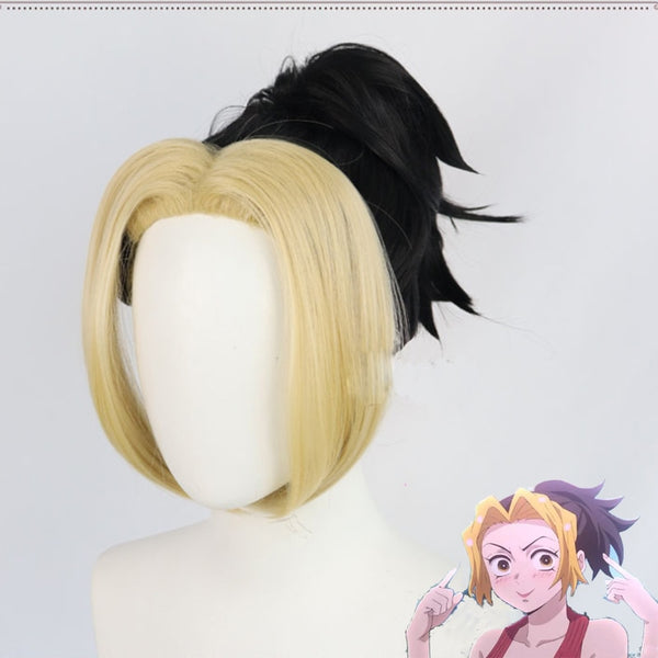 Anime Demon Slayer Makio Cosplay Black Yellow Wig Tengen Uzui Wife Kimetsu No Yaiba Season 2 Heat Resistant Synthetic Hair Wigs