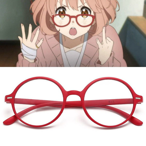 Anime Kuriyamama Miraiai Cosplay Glasses No Lens Red Round Glasses Eyewear Cosplay Props Accessories