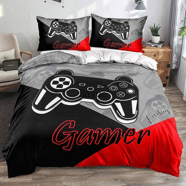 Gamer Bedding Sets for Boys Gaming Duvet Cover Set Video Games Comforter Cover PS Designs Bed Set with Pillowcase
