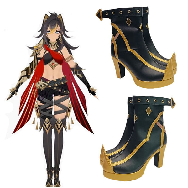 Game Genshing and Impacts Dehyaya Sumeruru Cosplay Shoes PU Leather Women Girl Deheyaya Boot for Party Halloween Cosplay Shoe Adult