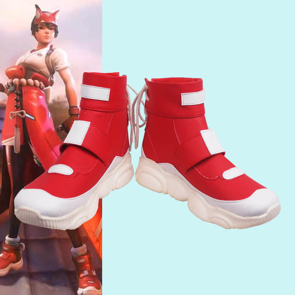 Game OW 2 Kiriko Cosplay Shoes Boots Kiriko PU Leather Party Show Accessories Boot for Men Women Boys Girls