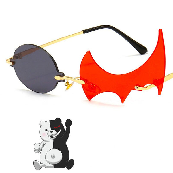 Funny Halloween Glasses Anime Danganronpapa Glasses Monokumama Cosplay Sunglasses Fashion Red Flame Glasses Christmas Party Props