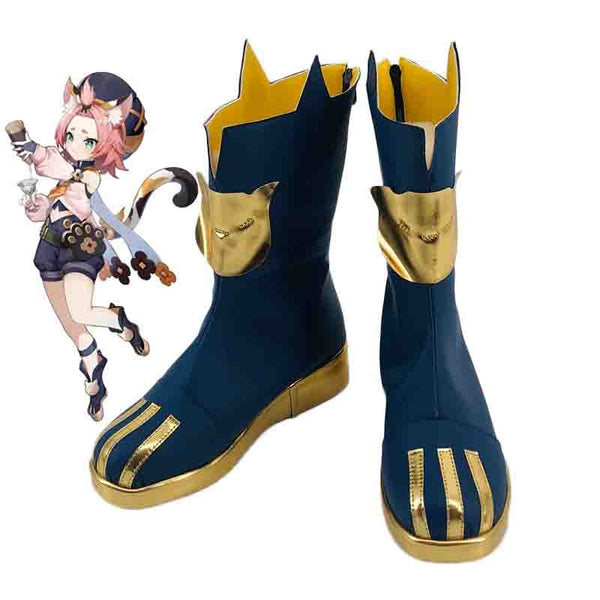 Game Genshing and Impacts Dionana Cosplay Party Shoes Girls Short Boots Dionana Cosplay Women High Heels Wig Ear Tail for Halloween Party