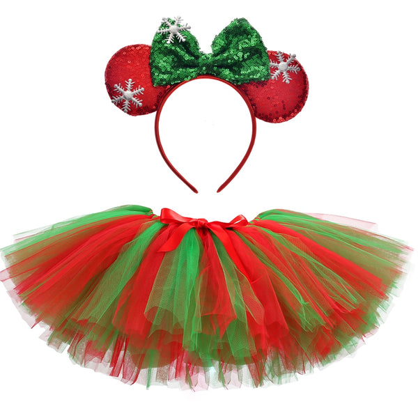 Green & Red Tutu Skirt for Girls Christmas Party Costume Toddler Baby Girl Princess Tutu Skirt Outfit Fluffy Kids Tulle Skirts