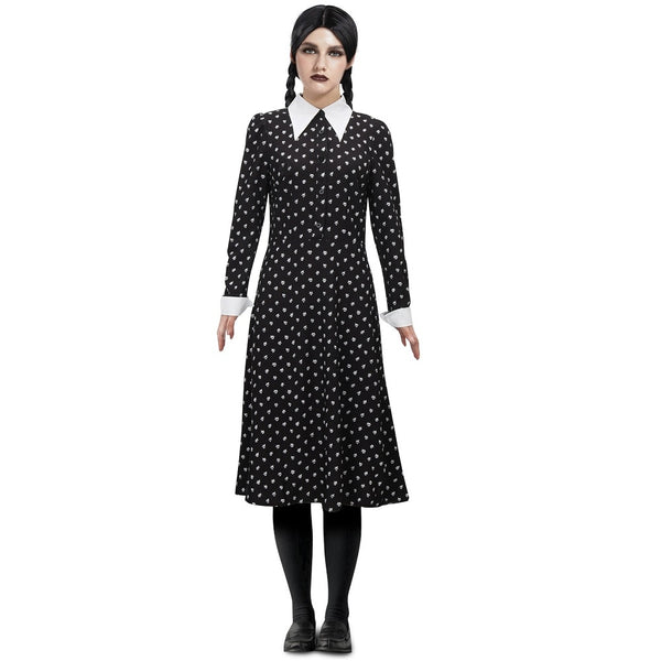 Wednesday Dress for Adult Women Vintage Black Gothic One Piece Dresses Wednesday Addams Cosplay Outfits
