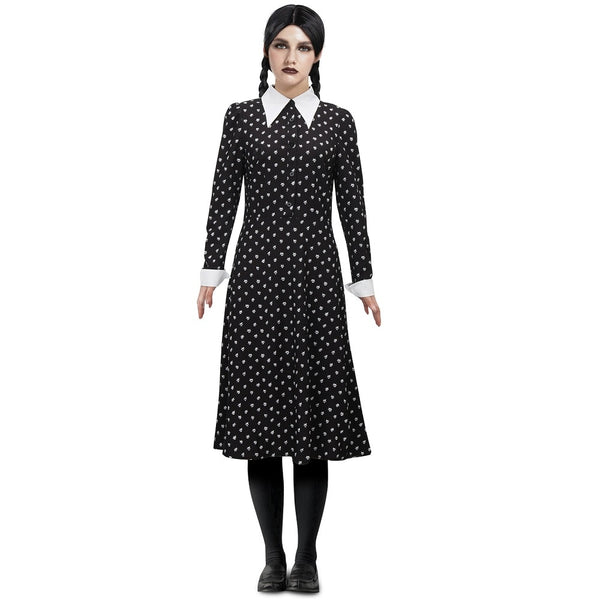 Wednesdays Dress for Adult Women Vintage Black Gothic One and Piece Dresses Wednesdays Addamsms Cosplay Outfits