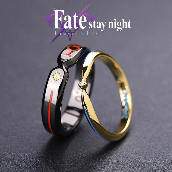 Anime Fate Stay Night Black Saber Ring Altria Pendragon Cosplay Unisex Couple Adjustable Rings Accessories Jewelry Gift