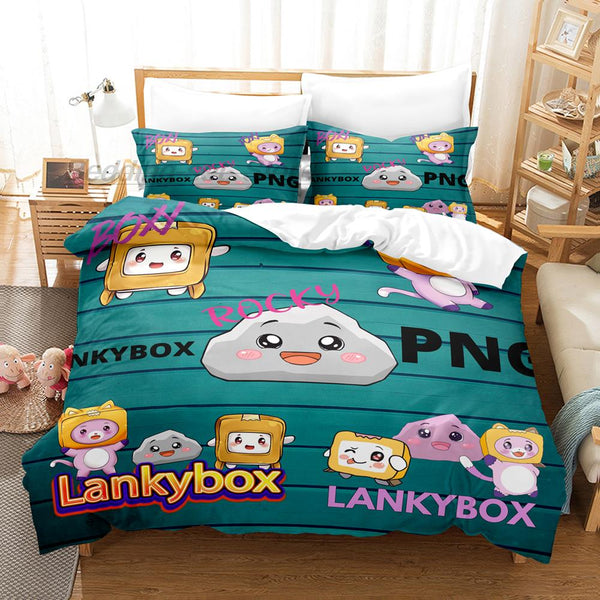 2022 Kawaii Lankyboxs Bedding Set Single Twin Full Queen King Size Bed Set Aldult Kid Bedroom Duvetcover Sets 3D bed cover set