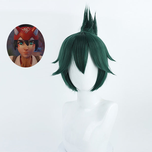 Game OW2 Cosplay Kirikoko Cosplay Green Wig Heat Resistant Synthetic Hair OW Women Halloween Party Role Play Wigs +Wig Cap