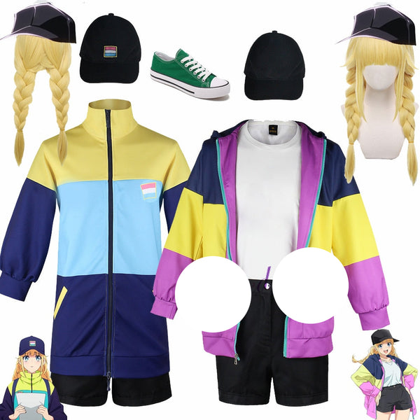 Yaya a Boy Kongminging Tsukimimi Eikoko Cosplay Costume Wig Shoes Party People Paripipi Koumeiei Eikoko Jacket Shirt Women Girls Uniform Outfit