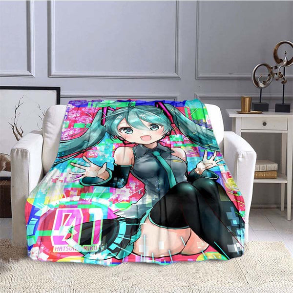 Japanese Cartoon Soft Flannel Blanket Anime Girl Lightweight Thin Fleece Blanket Bedspread Sofa Couch Camping Cover